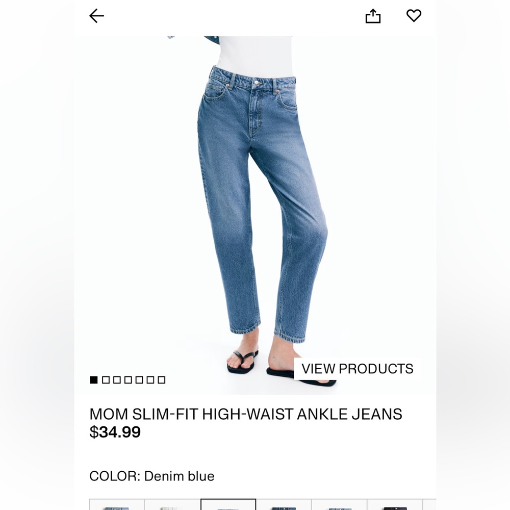 H&M Women's Cropped Ankle Jeans - Denim Blue